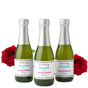 Étiquettes Pour Bouteilles De Vin Mousseux Mini-Mini Mariage minimaliste moderne coloré