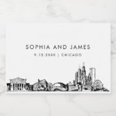 Étiquettes Pour Bouteilles De Vin Mousseux Mini Skyline de Chicago (Étiquettes simples)