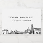 Étiquettes Pour Bouteilles De Vin Mousseux Mini Skyline de Pittsburgh (Étiquettes simples)