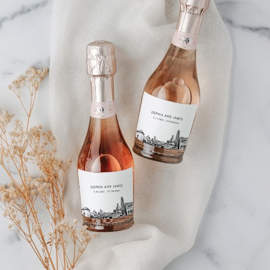 Étiquettes Pour Bouteilles De Vin Mousseux Mini Skyline de Pittsburgh