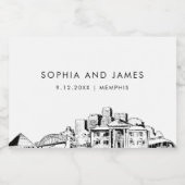 Étiquettes Pour Bouteilles De Vin Mousseux Mini Skyline Memphis (Étiquettes simples)