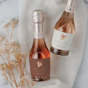 Étiquettes Pour Bouteilles De Vin Mousseux Minimaliste Automne Feuille "Tombez amoureux" Pers