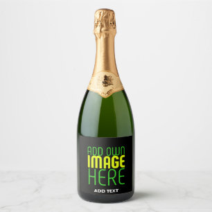 ÉTIQUETTES POUR BOUTEILLES DE VIN MOUSSEUX MODÈLE DE TEXTE D'IMAGE NOIRE SIMPLE ET MODERNE
