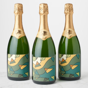 Étiquettes Pour Bouteilles De Vin Mousseux Modèle vintage abstrait dessiné à la main