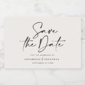Étiquettes Pour Bouteilles De Vin Mousseux Modern casual script black save the date wedding (Étiquettes simples)