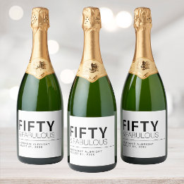 Étiquettes Pour Bouteilles De Vin Mousseux Modern Fifty and Fabulous Bold 50th Birthday Party