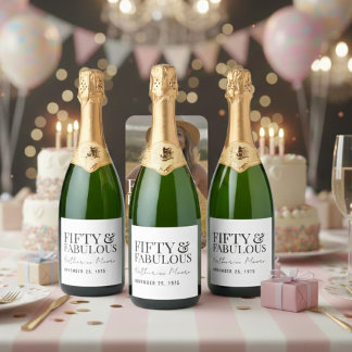 Étiquettes Pour Bouteilles De Vin Mousseux Moderne Cinquante et Fantastique Gras 50e Annivers