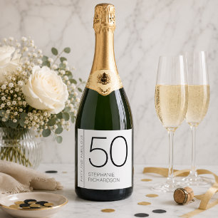 Étiquettes Pour Bouteilles De Vin Mousseux Moderne Minimaliste Cinquante ans et Incroyable 50
