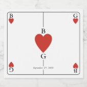 Étiquettes Pour Bouteilles De Vin Mousseux Monogramme Coeurs de jeu Mariage de carte (Étiquettes simples)