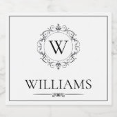 Étiquettes Pour Bouteilles De Vin Mousseux Monogramme élégant avec nom (Étiquettes simples)