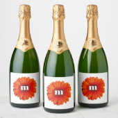 Étiquettes Pour Bouteilles De Vin Mousseux Monogramme initial Gerbera Daisy (Bouteilles)
