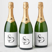 Étiquettes Pour Bouteilles De Vin Mousseux Monogramme Mariage Simple Personnalisé Avec Nom (Bouteilles)