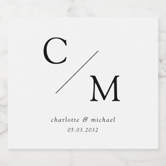 Étiquettes Pour Bouteilles De Vin Mousseux monogramme simple et élégant (Étiquettes simples)