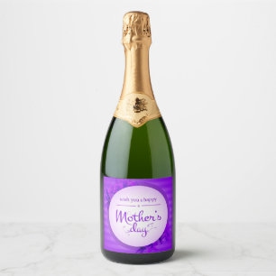 Étiquettes Pour Bouteilles De Vin Mousseux Motif de la fête des mères pourpres