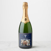 Étiquettes Pour Bouteilles De Vin Mousseux Navy Blue Médicale School Photo Graduation Party (Devant)