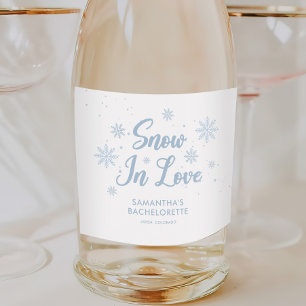 Étiquettes Pour Bouteilles De Vin Mousseux Neige Bleue en amour Hiver Ski Enterrement de Vie 