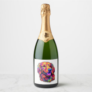 Étiquettes Pour Bouteilles De Vin Mousseux Neon Golden Retriever