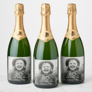 Étiquettes Pour Bouteilles De Vin Mousseux N'IMPORTE QUEL Anniversaire Chic White Typographie