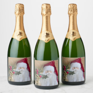 ÉTIQUETTES POUR BOUTEILLES DE VIN MOUSSEUX NOËL DÉCORATIF PÈRE NOËL