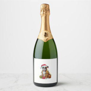Étiquettes Pour Bouteilles De Vin Mousseux Noël Feu de Noël Feu de Noël Feu de boxer à bulles