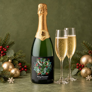 Étiquettes Pour Bouteilles De Vin Mousseux NOEL Feuillage Baies Fêtes
