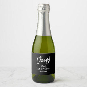 Étiquettes Pour Bouteilles De Vin Mousseux Noir & Blanc Chic Fête d'anniversaire 80 ans