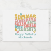 Étiquettes Pour Bouteilles De Vin Mousseux Nom du monogramme rose d'été Super (Étiquettes simples)