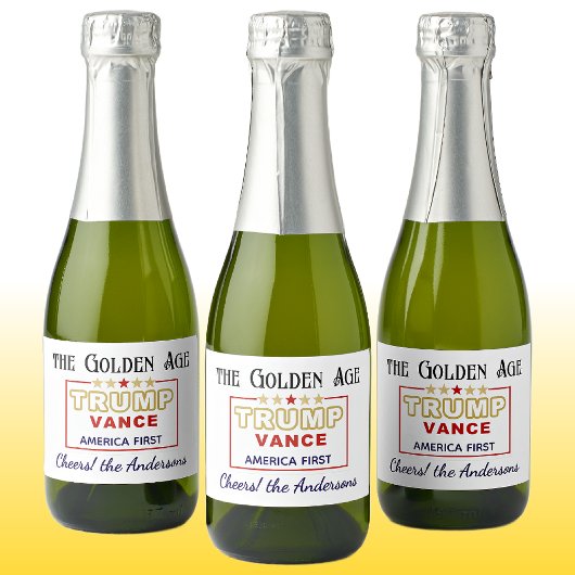 Étiquettes Pour Bouteilles De Vin Mousseux Nom, Mini Bouteilles Président Trump, L'âge d'or