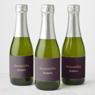 Étiquettes Pour Bouteilles De Vin Mousseux Nom personnalisé minimaliste moderne bordeaux