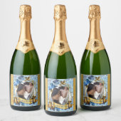 Étiquettes Pour Bouteilles De Vin Mousseux Nuances d'aquarelle bleue Hydrangeas (Bouteilles)