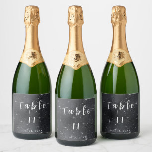 Étiquettes Pour Bouteilles De Vin Mousseux Nuit étoilée Numéro de table céleste Mariage