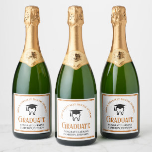Étiquettes Pour Bouteilles De Vin Mousseux Orange Dental School Custom Graduation Party
