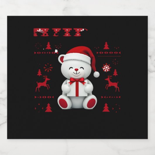 Étiquettes Pour Bouteilles De Vin Mousseux Ours Noël (2) (Étiquettes simples)