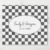 Étiquettes Pour Bouteilles De Vin Mousseux Painted Black Checkerboard Pattern Wedding (Étiquettes simples)