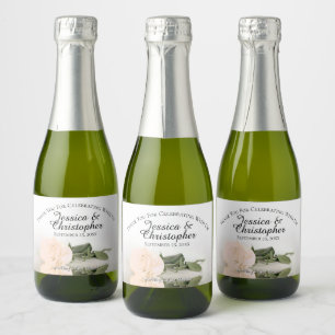Étiquettes Pour Bouteilles De Vin Mousseux Pale Pêche Rose Classé Mariage Merci Mini