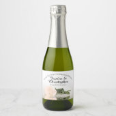 Étiquettes Pour Bouteilles De Vin Mousseux Pale Pêche Rose Classé Mariage Merci Mini (Devant)