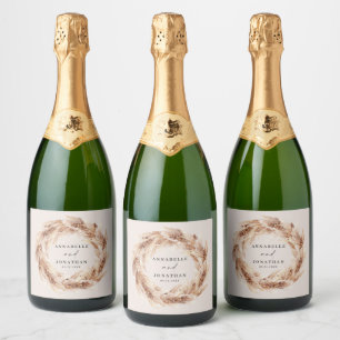 Étiquettes Pour Bouteilles De Vin Mousseux pampas bohème moderne herbe botanique élégant