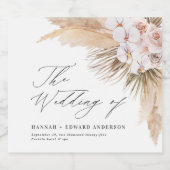 Étiquettes Pour Bouteilles De Vin Mousseux Pampas herbe séché botanique script boho mariage w (Étiquettes simples)