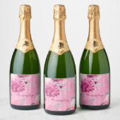 Étiquettes Pour Bouteilles De Vin Mousseux Papillon de Parties scintillant en argent Roses ro (Bouteilles)