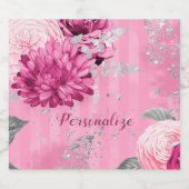 Étiquettes Pour Bouteilles De Vin Mousseux Papillon de Parties scintillant en argent Roses ro (Étiquettes simples)