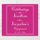 Étiquettes Pour Bouteilles De Vin Mousseux Partie d'engagement Script chic Élégant Magenta (Étiquettes simples)