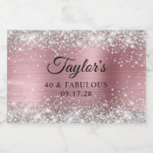 Étiquettes Pour Bouteilles De Vin Mousseux Parties scintillant Argent Clair Pink Foil 40 & Fa (Étiquettes simples)