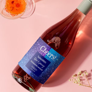 Étiquettes Pour Bouteilles De Vin Mousseux Parties scintillant bleue Bachelorette