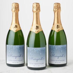 Étiquettes Pour Bouteilles De Vin Mousseux Parties scintillant bleue étincelante Dérive 70e f