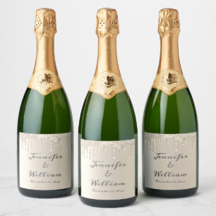 Étiquettes Pour Bouteilles De Vin Mousseux Parties scintillant de séchage en ivoire élégant M