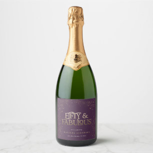 Étiquettes Pour Bouteilles De Vin Mousseux Parties scintillant dorée violet 50 et fabuleuse f