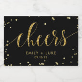 Étiquettes Pour Bouteilles De Vin Mousseux Parties scintillant noir et or Mariage (Étiquettes simples)