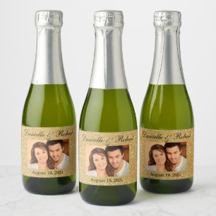 Étiquettes Pour Bouteilles De Vin Mousseux Parties scintillant Photo Mariage Mini Sparkling V