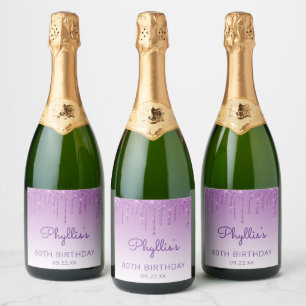 Étiquettes Pour Bouteilles De Vin Mousseux Parties scintillant pourpre étincelante Dérive 70e