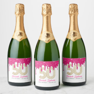 Étiquettes Pour Bouteilles De Vin Mousseux Parties scintillant rose 50e anniversaire Sparklin